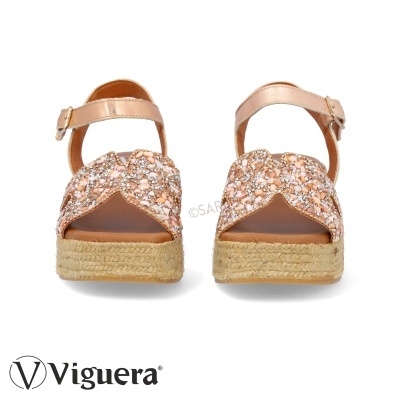 Sandálias femininas rose com plataforma e glitter