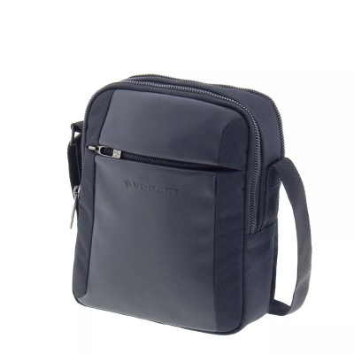 Mala pequena de ombro cinza escuro com bolso frontal e fechos de correr