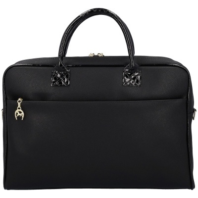 mala de viagem preta com alças texturizadas