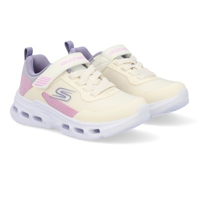 Sapatilhas desportivas Skechers creme, lilás e rosa com fecho de velcro e sola branca