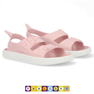 Sandálias rosa claras com sola branca e fivelas ajustáveis da marca PABLOSKY