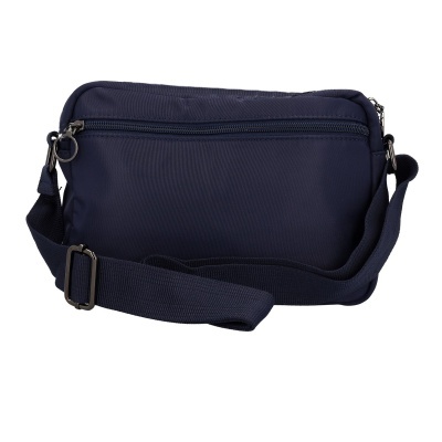 Mala de ombro azul escuro com fecho de correr e alça ajustável