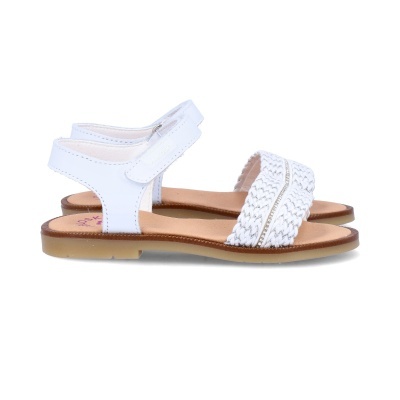 Sandálias brancas com tira trançada e fecho velcro PABLOSKY