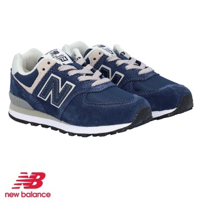 Sapatilhas New Balance azuis e cinzentas com logo 'N' nas laterais.