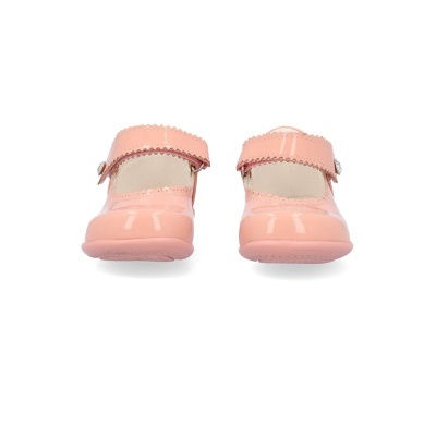 Sapatos de bebé cor de rosa em verniz com fecho de velcro