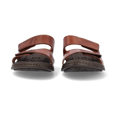 Sandálias masculinas castanhas de pele com duas tiras ajustáveis