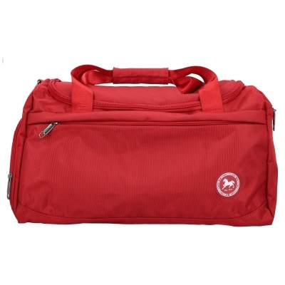 Mala desportiva vermelha com alças e fechos