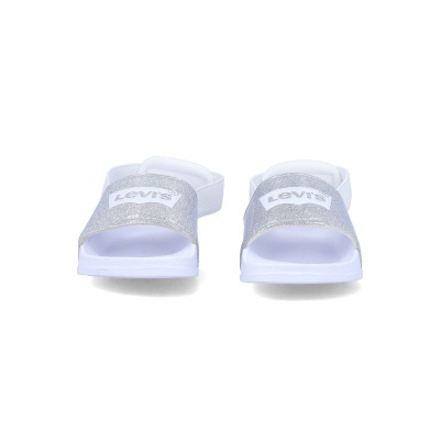 Chinelos abertos LEVIS com faixa prateada e sola branca
