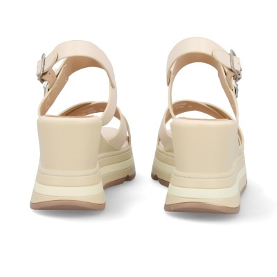 Sandálias plataforma bege claro vistas de trás