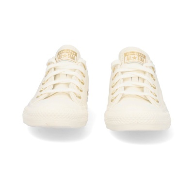 Ténis Converse All Star creme com atacadores e ilhós dourados