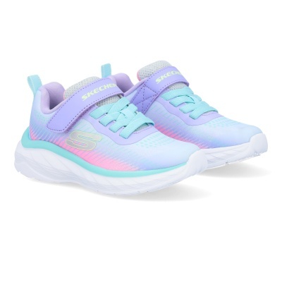 Sapatilhas desportivas Skechers lilás, azul e cor-de-rosa com sola branca