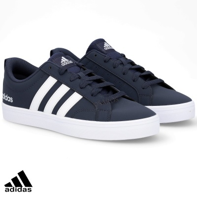 Ténis Adidas azul escuro com riscas brancas
