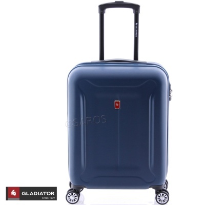 Mala de viagem rígida azul escura com puxador telescópico e rodas