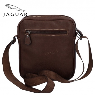 Mala tiracolo castanha Jaguar com fecho frontal e alça regulável