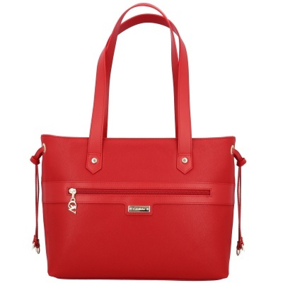 Mala de senhora vermelha com alças e fecho frontal