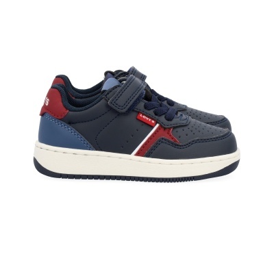 Sapatilhas infantis Levis azul, vermelho e branco com fecho em velcro