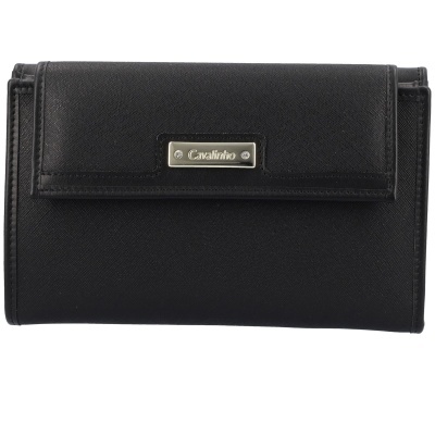 Carteira preta com etiqueta metálica Cavalinho