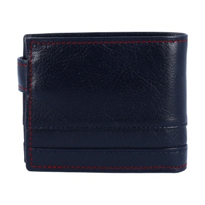 Carteira de pele preta com costuras vermelhas