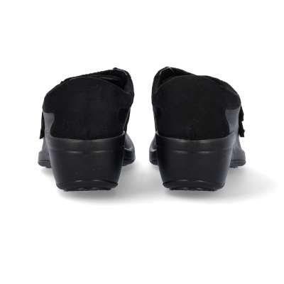 Sapatos de senhora pretos em camurça com salto médio robusto
