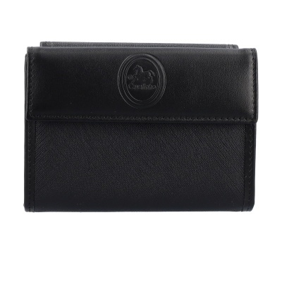 Carteira preta com logotipo Cavalinho em relevo