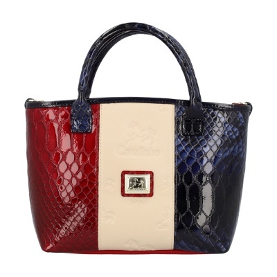 Mala de mão com padrão pele de cobra e placa metálica Cavalinho