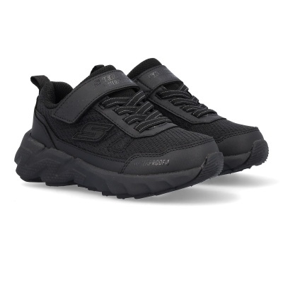 Ténis pretos Skechers para criança com fecho de velcro e atacadores