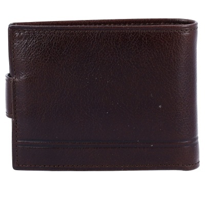 Carteira masculina em pele castanha escura com textura granulada