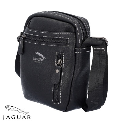Bolsa masculina preta com várias divisões e logótipo JAGUAR