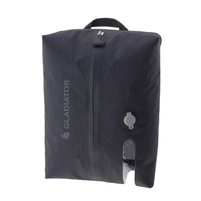 Saco impermeável preto com fecho e válvula cinza