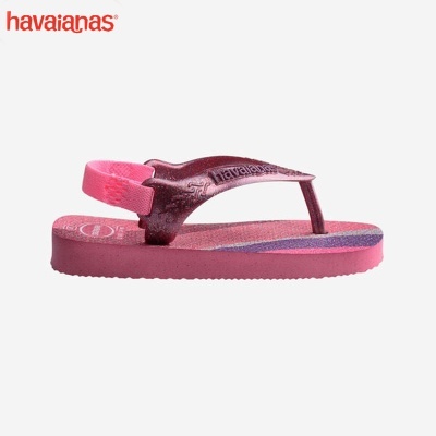 Sandália havaianas rosa para criança com fivela elástica