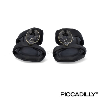 Sandálias negras Piccadilly com detalhe metálico circular dourado