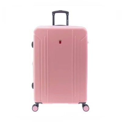 Mala de viagem rígida rosa com quatro rodas