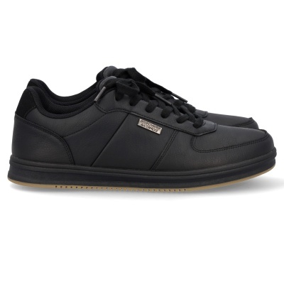 Ténis pretos de pele com etiqueta SKECHERS WATERPROOF
