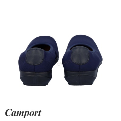 Sapatilhas femininas azuis Camport vista de trás com sola preta