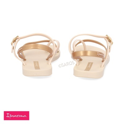Sandálias Ipanema bege e dourado vista traseira