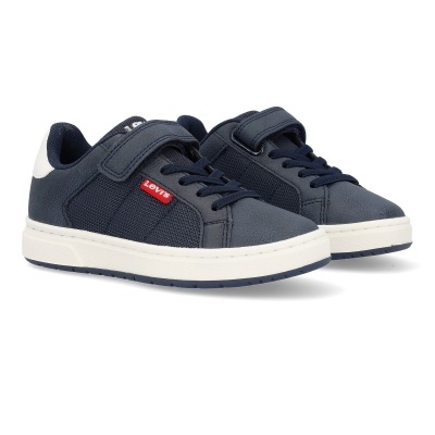 Par de sapatilhas de criança azul escuro Levis com sola branca e fecho de velcro