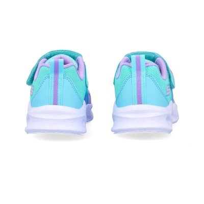 Sapatilhas desportivas infantis azuis e lilás vistas de trás