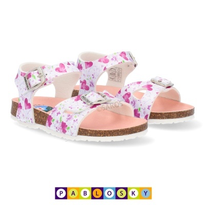 Sandálias infantis florais com tiras e sola de cortiça