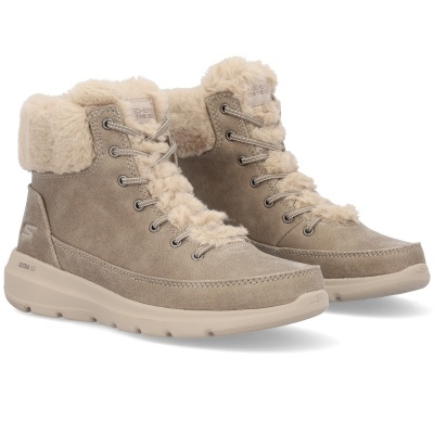 Botas de inverno bege com pêlo sintético e sola Ultra Go da Skechers
