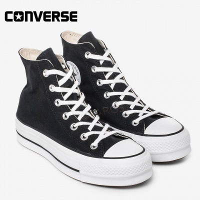 Sapatilhas Converse pretas de cano alto com sola branca