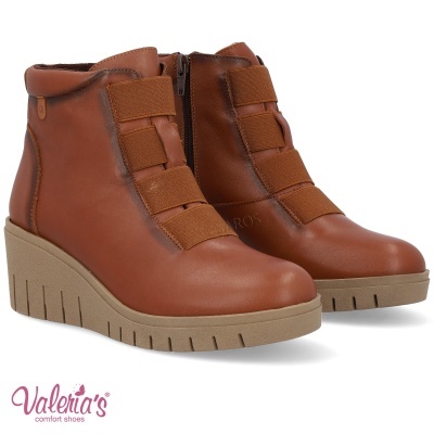 Botas femininas castanhas Valeria's com sola de plataforma