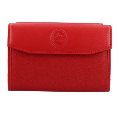 Carteira vermelha Cavalinho com aba em couro e corpo texturizado