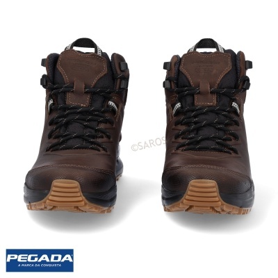 Tênis masculinos de caminhada Pegada castanhos com sola de borracha e atacadores pretos