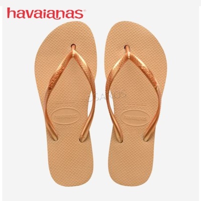 Chinelos Havaianas castanho claro com tiras finas cobre