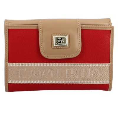 Carteira vermelha e bege com logotipo Cavallinho