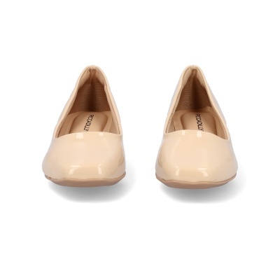 Par de sapatilhas nude brilhantes com interior forrado