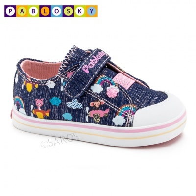 Ténis infantil azul escuro com padrão colorido Pablosky