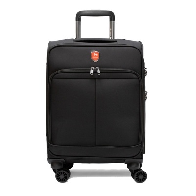 Mala de viagem preta com rodas e alça telescópica