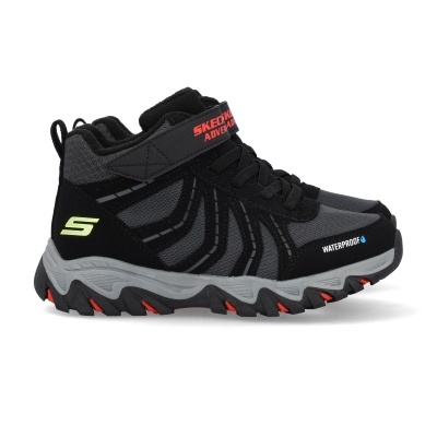 Ténis de caminhada Skechers Adventure preto com detalhes cinzentos e vermelhos