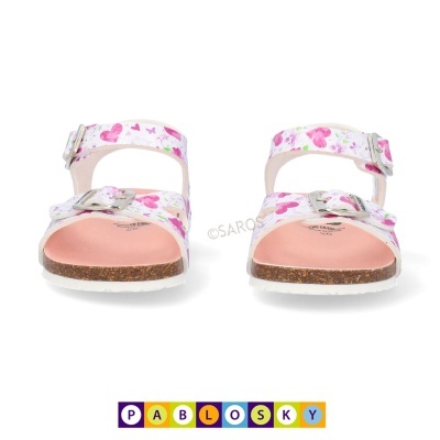 Sandálias infantis com estampado de corações e sola de cortiça